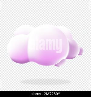 isolierter 3D-Cloud-Hintergrund. Rendere ein weiches, rundes Cartoon-Symbol mit flauschigen Wolken. geometrische 3D-Form. 3D Plastikwolke. Realistische, flauschige Wolke. Vektorbeleuchtung Stock Vektor