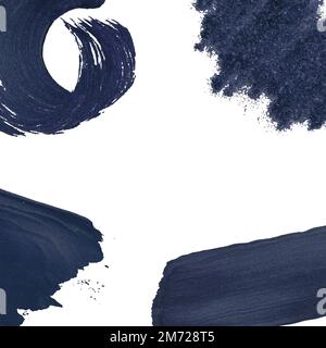 Satz marineblauer Pinselstriche Stock Vektor