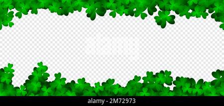 Kleeblatt-Shamrock-Blattrand. Vorlage für dekorative Vektorelemente. Patricks Day nahtloser Hintergrund mit grünem Klee. Vektorgras Clov Stock Vektor