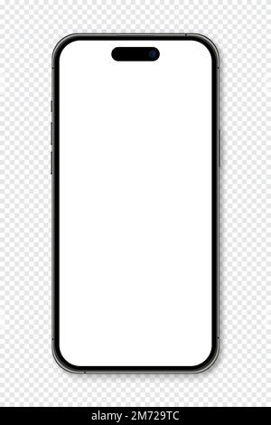 Realistisches Smartphone-Modell. Smartphone-Modell. Vorderansicht des Geräts. 3D Mobiltelefon mit Schatten. Vektordarstellung Stock Vektor