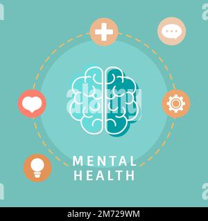 Psychische Gesundheit Den Vektor des Gehirns verstehen Stock Vektor