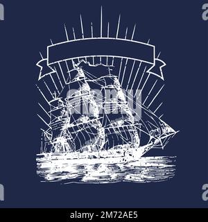 Segelschiff Illustration Abzeichen Vektor Stock Vektor