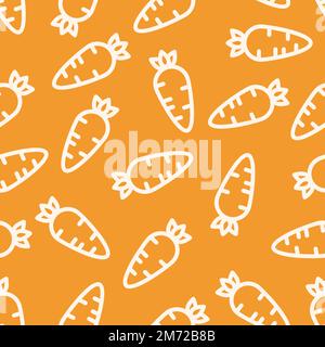 Nahtloses Muster mit Karotten. Gemüsemuster im Sommer. Farbenfrohes, nahtloses Gemüsemuster. Vektordarstellung Stock Vektor