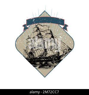 Segelschiff Illustration Abzeichen Vektor Stock Vektor