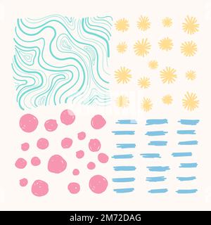 Handgezeichneter Vektor-Set mit gemusterten Designelementen Stock Vektor