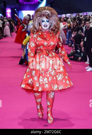 London, Großbritannien. 06. Januar 2023. Erst im Mai bei der Veröffentlichung von RuPaul's Drag Con UK 2023 in London. Kredit: SOPA Images Limited/Alamy Live News Stockfoto