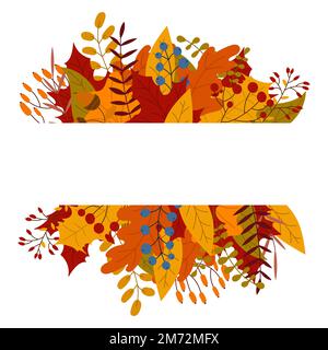 Herbstvektorbanner von Blättern und Zweigen. Hallo Herbstlaub. Herbstlaub und beliebte Blätter. Herbstdesign. Vektordarstellung Stock Vektor