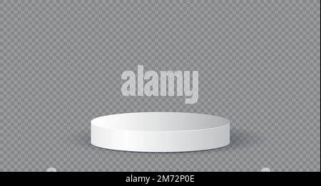 Trommelpodium oder Showcase zum Platzieren von Produkten. Luxuriöser Hintergrund im 3D-Stil. Rundes Podium. Vektordarstellung Stock Vektor