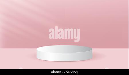 Trommelpodium oder Showcase zum Platzieren von Produkten. Luxuriöser Hintergrund im 3D-Stil. Rundes Podium. Vektordarstellung Stock Vektor