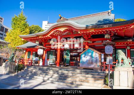 Kobe Japan Dez. 6. 2022: Die Ehre des Ikuta-Schreins. Der Schrein gehört möglicherweise zu den ältesten Schreinen des Landes. Stockfoto