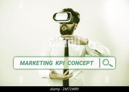 Konzeptionelle Darstellung Marketing-KPI-Konzept. Konzept bedeutet, die Effizienz von Kampagnen in Marketingkanälen zu messen Stockfoto