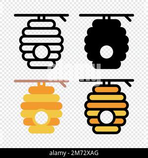 Beehive-Symbolgruppe. Farbenfrohe Karikatur für Bienenstöcke. Kreatives geometrisches Bienenstock-Logo. Vektordarstellung Stock Vektor