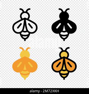 Honigbienen-Symbolset. Farbenfrohe Cartoon-Ikone für Honigbienen. Kreatives geometrisches Honigbienen-Logo. Vektordarstellung Stock Vektor