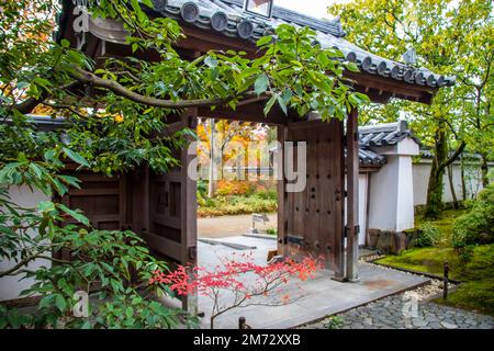 Himeji Japan 30. Dezember 2022: Der Eingang von Kokoen ist ein relativ neu erbauter Garten im japanischen Stil, er befindet sich neben der Burg Himeji Stockfoto