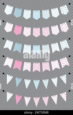 Leeres Banner. Bunting- oder Swag-Vorlagen. Holiday Flag Girlande Kollektion. Flaggen-Dekoration für Party und Feier. Vektordarstellung Stock Vektor