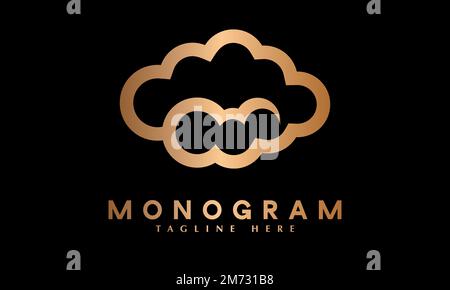Vorlage für Vektormonogramme mit Cloud-Logo Stock Vektor