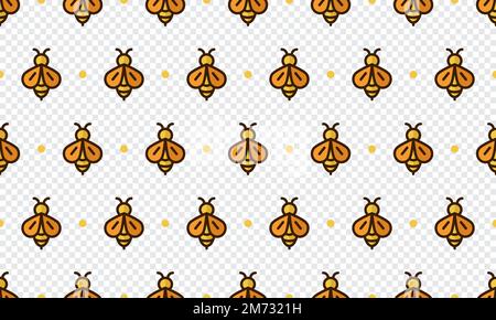Bienenmuster mit Zeichentrickfiguren. Nahtloser Bienenhintergrund. Nahtloses Muster für Sommer und Frühling mit flachen Bienenfiguren. Vector Illustrati Stock Vektor