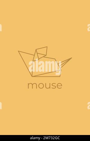 Maus-Origami. Abstraktes Design mit Mauslogo in Linienzeichnung. Tierische Origami. Tierlinienkunst. Schaubild einer Tierhandlung. Vektordarstellung Stock Vektor