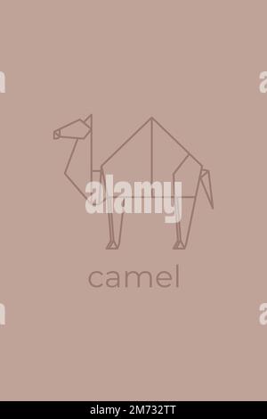 Kamel-Origami. Abstraktes Design mit Kunst und Kamel-Logo. Tierische Origami. Tierlinienkunst. Schaubild einer Tierhandlung. Vektordarstellung Stock Vektor