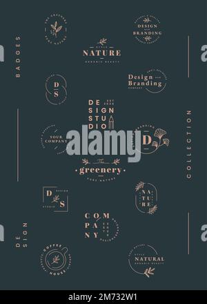 Florale Marken und Logo Designs Vektor-Kollektion Stock Vektor