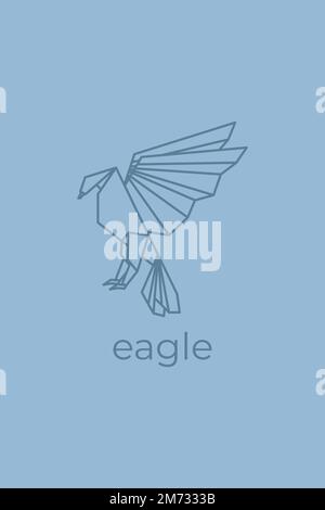 adler Origami. Abstraktes Liniendesign mit Adlerlogo. Tierische Origami. Tierlinienkunst. Schaubild einer Tierhandlung. Vektordarstellung Stock Vektor