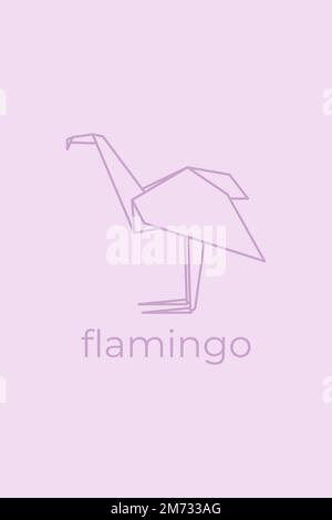 flamingo Origami. Abstraktes Design mit Flamingo-Logo. Tierische Origami. Tierlinienkunst. Schaubild einer Tierhandlung. Vektordarstellung Stock Vektor