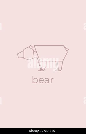 Bär-Origami. Abstraktes Design mit Kunstbär-Logo. Tierische Origami. Tierlinienkunst. Schaubild einer Tierhandlung. Vektordarstellung Stock Vektor