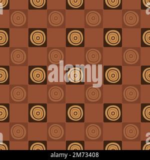 Ethnisches Nahtloses Muster mit geometrischen Tribal-Elementen in braunen Farben. Stock Vektor