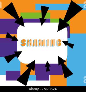 Schriften mit Scham. Ein Wort für Schande, Demütigung oder Misstrauen durch öffentliche Entblößung Stockfoto