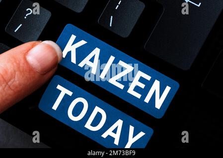Konzeptionelle Darstellung Kaizen. Konzeptfoto eine japanische Unternehmensphilosophie zur Verbesserung der Arbeitspraktiken Stockfoto