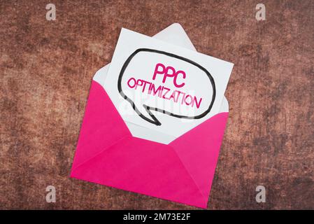 Handschrifttext PPC-Optimierung. Business Showcase Verbesserung der Suchmaschinenplattform für Pay-per-Click Stockfoto