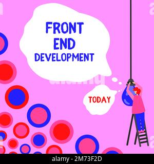 Konzeptionelle Beschriftung Front-End-Entwicklung. Geschäftskonzept zur Änderung von Daten in die grafische Benutzeroberfläche, die der Benutzer anzeigen kann Stockfoto