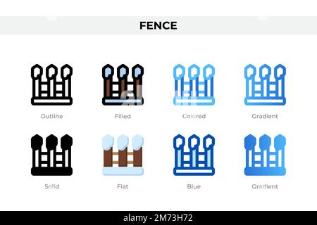 Zaunsymbole in einem anderen Stil. Symbole für Zäune festgelegt. Feiertagssymbol. Verschiedene Stilsymbole festgelegt. Vektordarstellung Stock Vektor