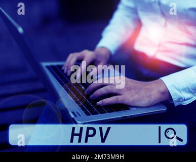 Text mit Inspirations-HPV. Konzeptfoto Gruppe von Viren, die Ihre Haut und die feuchten Membranen beeinflussen Stockfoto