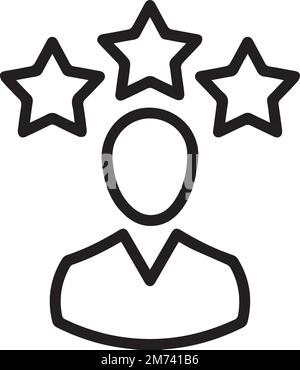 Eine Vektordarstellung einer schwarzen Rückkopplungslinie mit isolierten Sternen auf weißem Hintergrund Stock Vektor