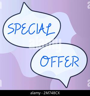 Handschriftliches Schild Sonderangebot. Geschäftskonzept Rabattpreis Preisnachlass Werbeartikel Crazy Sale Stockfoto