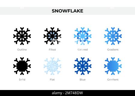 Snowflake-Ikonen in einem anderen Stil. Snowflake-Symbole gesetzt. Feiertagssymbol. Verschiedene Stilsymbole festgelegt. Vektordarstellung Stock Vektor