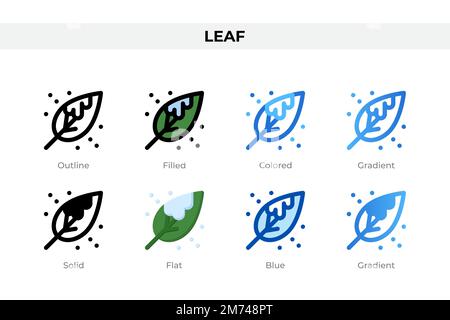 Blattsymbole in einem anderen Stil. Blattsymbole festgelegt. Feiertagssymbol. Verschiedene Stilsymbole festgelegt. Vektordarstellung Stock Vektor