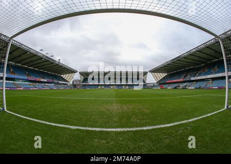 London, Großbritannien. 07. Januar 2023. Ein allgemeiner Überblick über das Stadion während des Emirates FA Cup 3. Runde Spiels Millwall vs Sheffield United im The Den, London, Vereinigtes Königreich, 7. Januar 2023 (Foto von Arron Gent/News Images) in London, Vereinigtes Königreich, am 1./7. Januar 2023. (Foto: Arron Gent/News Images/Sipa USA) Guthaben: SIPA USA/Alamy Live News Stockfoto