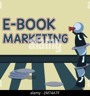Textüberschrift zur Präsentation von E-Book-Marketing. Word für digitale Datei, die auf jedem kompatiblen Computer verwendet werden kann Stockfoto