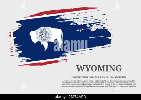 Grunge-Pinsel der US-Flagge von Wyoming und Textposter, Vektor Stock Vektor