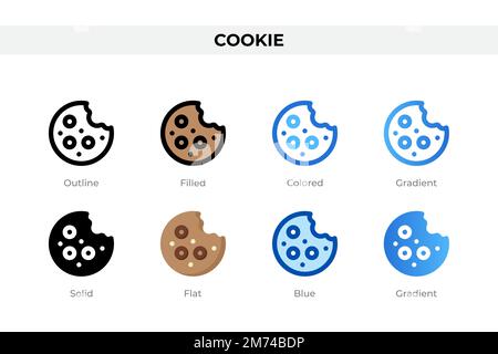 Cookie-Symbole in einem anderen Stil. Cookie-Symbole festgelegt. Feiertagssymbol. Verschiedene Stilsymbole festgelegt. Vektordarstellung Stock Vektor