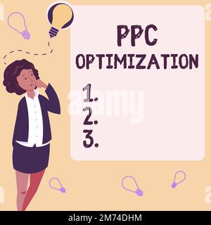 Textunterschrift zur Darstellung der PPC-Optimierung. Geschäftsansatz Verbesserung der Suchmaschinenplattform für Pay-per-Click Stockfoto