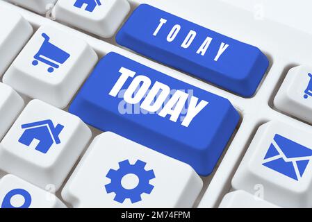 Heute wird Text angezeigt. Wort für diesen aktuellen Tag Aktuelle Periode im Kalender neben Vortag Stockfoto