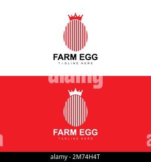 Egg Logo, Egg Farm Design, Chicken Logo, Asiatischer Food Vector Stock Vektor