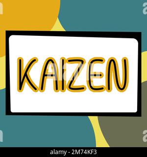 Schild mit Kaizen. Wort für eine japanische Unternehmensphilosophie der Verbesserung der Arbeitsmethoden Stockfoto
