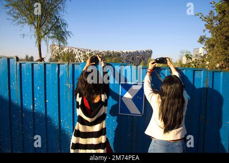 Beijing 2008 Olympische Spiele Hauptstadion Vogelnest Stockfoto