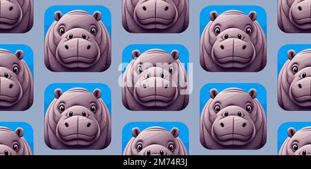 Funny zoo - cute hippos, seamless vector pattern Stock Vektor