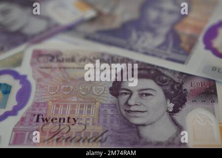 Neuer 20 Pfund Sterling Note Stockfoto