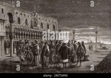 Galileo Galilei, 1564 - 1642, italienischer Astronome, auf der Piazza San Marco, Venedig, Italien Stockfoto